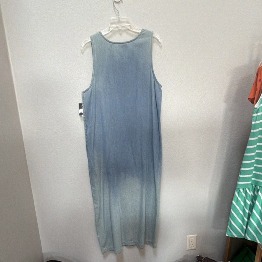 Karen Scott Light Blue Denim Faded‎ Tank Dress. Boho. Country. Y2K. 2002. - Picture 4 of 5